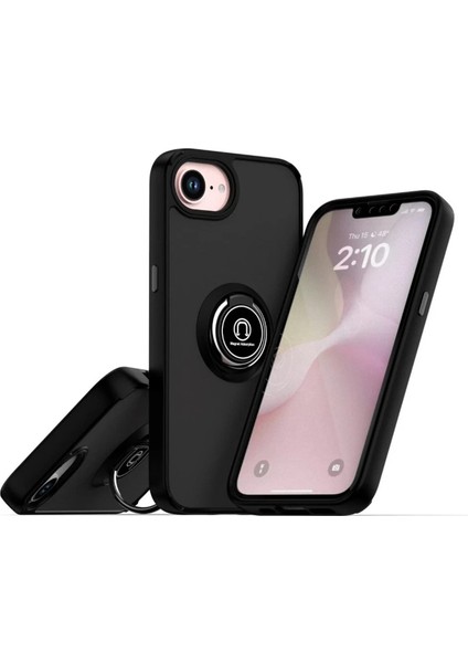 iPhone 16E Kılıf Montreal Yüzüklü Silikon Kapak - SIYAH-(5796) - CHT3562-6487