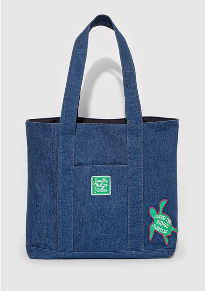 İndigo Turtles Denim Omuz Çantası 1913561-82050 fiyatları