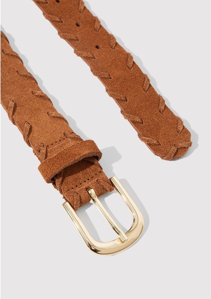 Kahverengi Süet Deri Kemer 1913565-70304 indirimleri