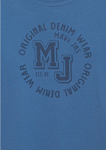 Mj Logo Baskılı Mavi Tişört 6610395-83767 fırsatları