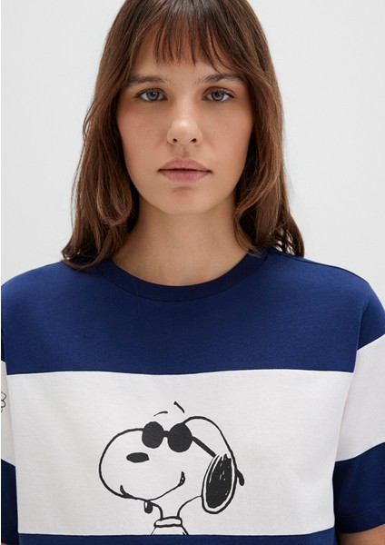 Snoopy Baskılı Lacivert Tişört 1613671-70491