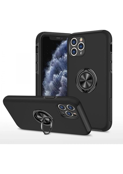 iPhone 11 Pro Max Kılıf Elit Yüzüklü Kapak - SIYAH-(5796) - BKS3280-3297
