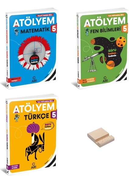 5. Sınıf Matematik Türkçe ve Fen Bilimleri Atölyem 3'lü Set + Telefon Standı