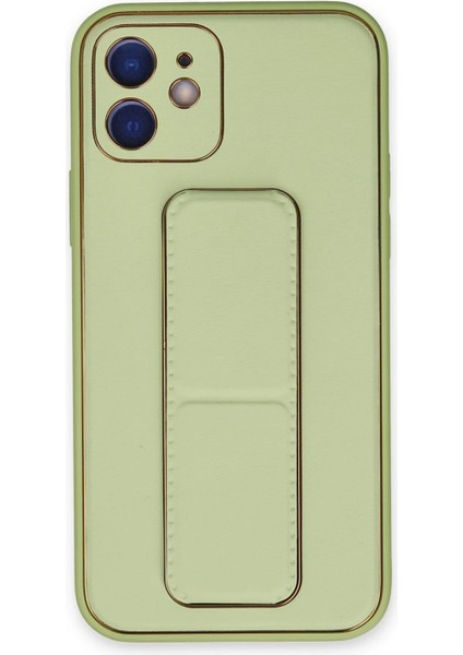 iPhone 12 Kılıf Coco Deri Standlı Kapak - Su YEŞILI-(5796) - BKS5097-4798