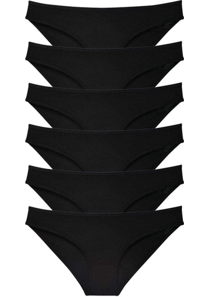 6 Adet Süper Eko Set Likralı Kadın Slip Külot Siyah