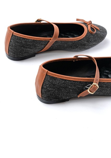 6321 Siyah Keten Günlük Baret Tokalı Bayan Babet modelleri