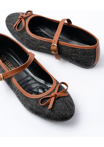 6321 Siyah Keten Günlük Baret Tokalı Bayan Babet indirimleri