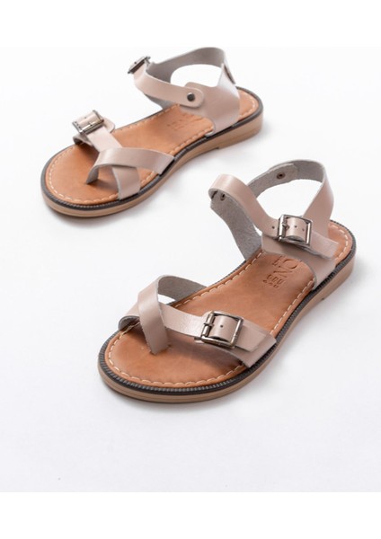 205-091 Bej Ortopedik Hakiki Deri Kadın Sandalet indirimleri