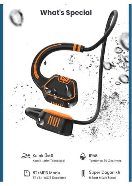 As9 Suya Dayanıklı Bluetooth Kulaklık - SIYAH-(5796) - BKS5080-5585 modelleri