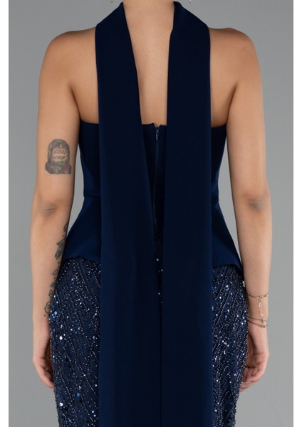 Straplez Peplum Detay Taşlı Uzun Balık Abiye ABU5131 indirimleri