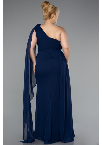 Tek Omuz Yırtmaçlı Uzun Şifon Büyük Beden Abiye ABU5145 fiyatları