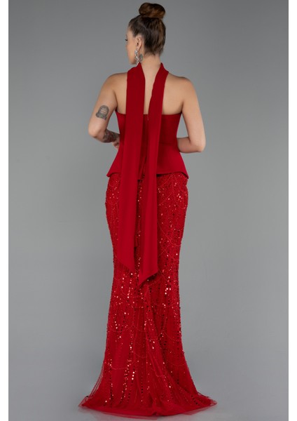 Straplez Peplum Detay Taşlı Uzun Balık Abiye ABU5131 modelleri