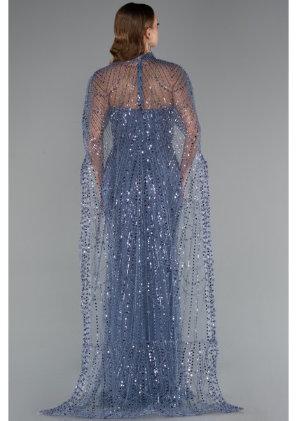 Straplez Uzun Şal Detay Boncuklu Abiye ABU5141 modelleri