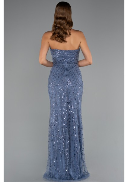 Straplez Uzun Şal Detay Boncuklu Abiye ABU5141 fırsatları