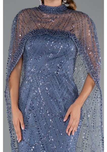 Straplez Uzun Şal Detay Boncuklu Abiye ABU5141 indirimleri