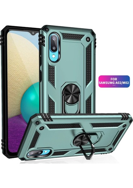 Samsung Galaxy A02 Kılıf Sofya Yüzüklü Silikon Kapak - YEŞIL-(5796) - BKS9455-1662 fiyatları