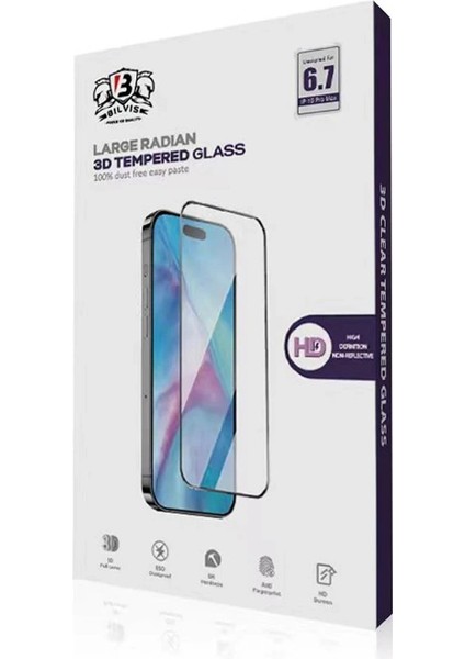 iPhone 15 Pro Max Bilvis 0.18MM Plus Cam Ekran KORUYUCU-(5796) - BKS8711-5782