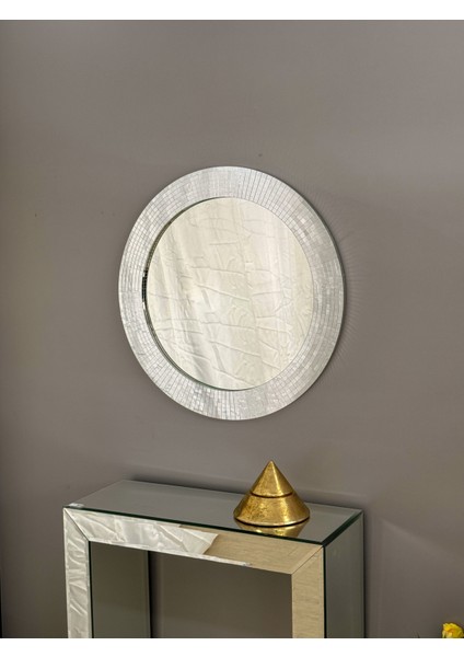 75 cm Mozaik Çerçeveli Yuvarlak Ayna | Dekoratif Duvar Aynası | Modern ve Işıltılı Tasarım 75X75 75 Çap fiyatları