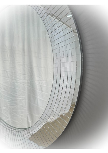 75 cm Mozaik Çerçeveli Yuvarlak Ayna | Dekoratif Duvar Aynası | Modern ve Işıltılı Tasarım 75X75 75 Çap modelleri