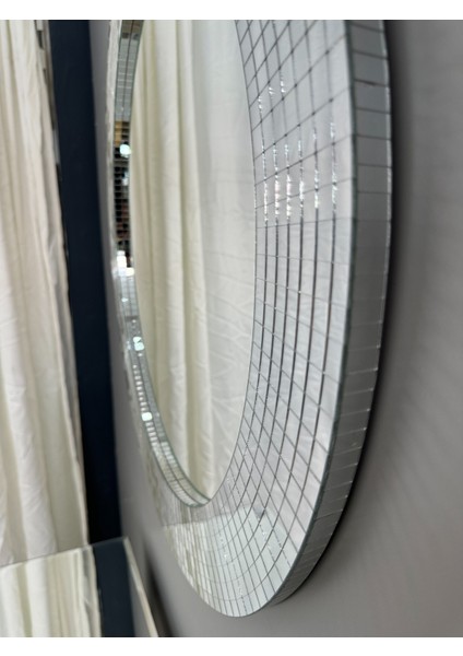 75 cm Mozaik Çerçeveli Yuvarlak Ayna | Dekoratif Duvar Aynası | Modern ve Işıltılı Tasarım 75X75 75 Çap fırsatları