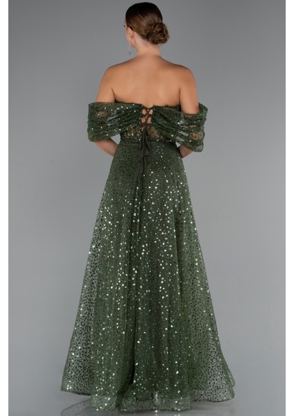 Kayık Yaka Saten Peplum Kesim Uzun Şifon Abiye ABU5226 fiyatları