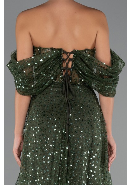 Kayık Yaka Saten Peplum Kesim Uzun Şifon Abiye ABU5226 fırsatları