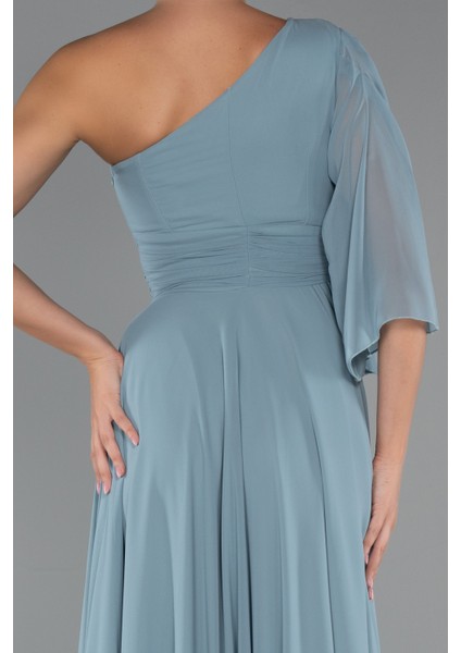 Tek Kol Yırtmaçlı Uzun Şifon Abiye ABU5259 fırsatları