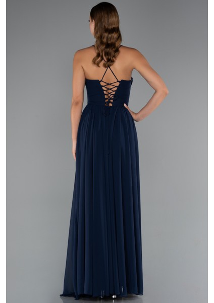 Sırt ve Bacak Dekolteli Uzun Şifon Abiye ABU5223 fiyatları