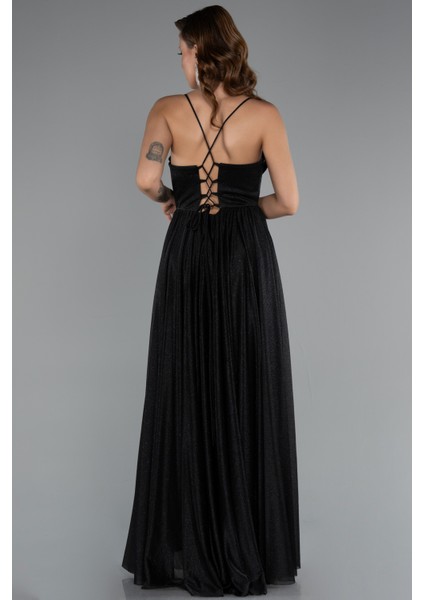 Bacak Dekolteli Balenli Uzun Simli Abiye Elbise ABU5175 fiyatları