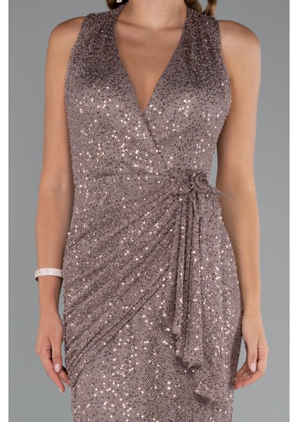 Göğüs ve Sırt Dekolteli Uzun Pullu Abiye ABU5209 modelleri