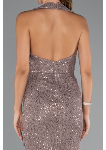 Göğüs ve Sırt Dekolteli Uzun Pullu Abiye ABU5209 fırsatları