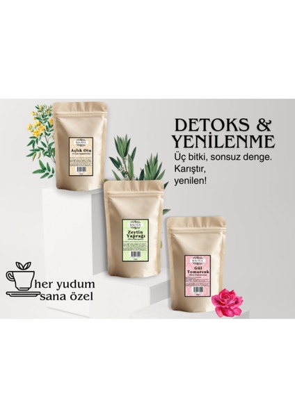 Detoks ve Yenilenme Çayı- Açlık Otu 50G-GÜL Tomurcuk 50G- Zeytin Yaprağı 50G