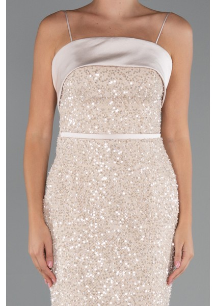 Askılı Midi Pul Payet Gece Elbisesi ABK2429 modelleri