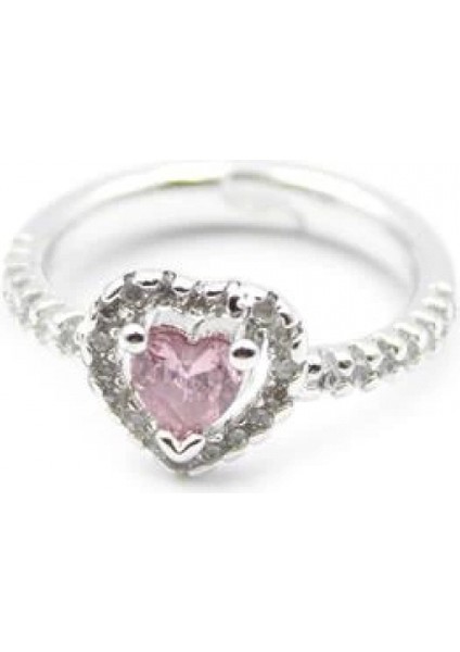 Pembe Taşlı Kalp Yüzük - Gümüş fiyatları