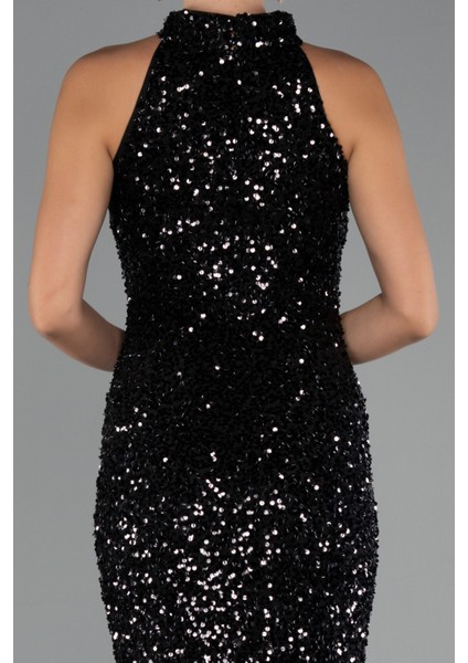 Halter Yaka Midi Pul Payet Abiye Elbise ABU5247 fırsatları