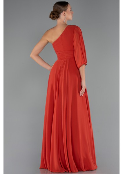 Tek Kol Yırtmaçlı Uzun Şifon Abiye ABU5259 fiyatları