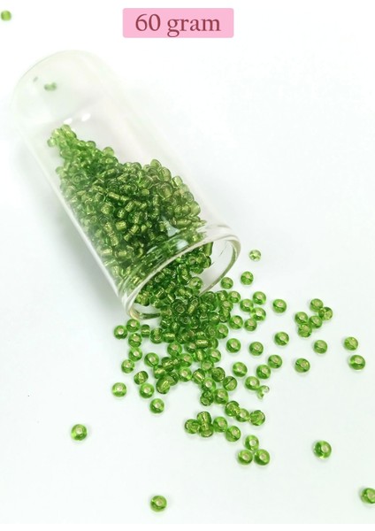 Dökme Cam Kum Boncuk (8/0) 3 mm - 60 Gram - Şeffaf Çimen Yeşili - BNC195