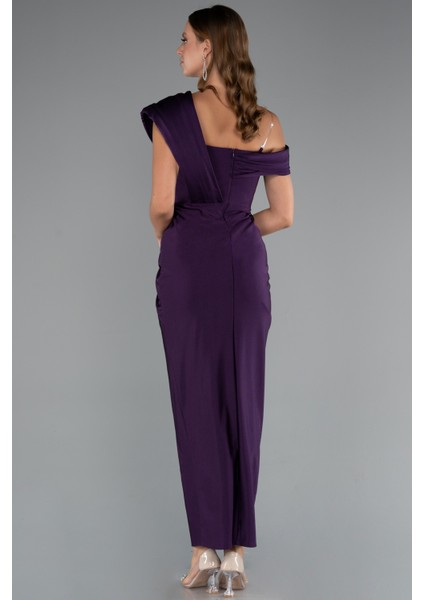 Tek Omuz Yırtmaçlı Midi Davet Elbisesi ABK2423 fiyatları