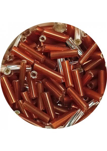 Uzun Boru Kesme Boncuk Çap 2mm Uzunluk 10 mm - 20 Gram - Kahverengi Gümüş - BNC262 fiyatları
