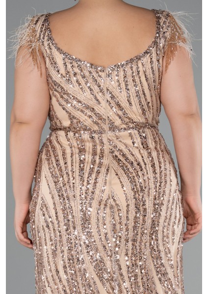 Kısa Kol V Yaka Taşlı Uzun Büyük Beden Abiye ABU5182 fırsatları