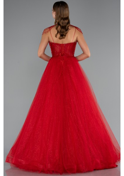 Taşlı Yaka Aksesuarlı Uzun Simli Nişanlık ABU5220 modelleri