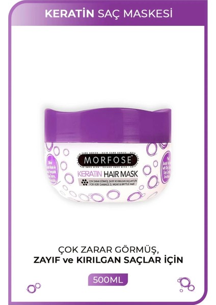 Keratin Saç Maskesi 500 ml - Yıpranmış Saçlar Için - Mrfs