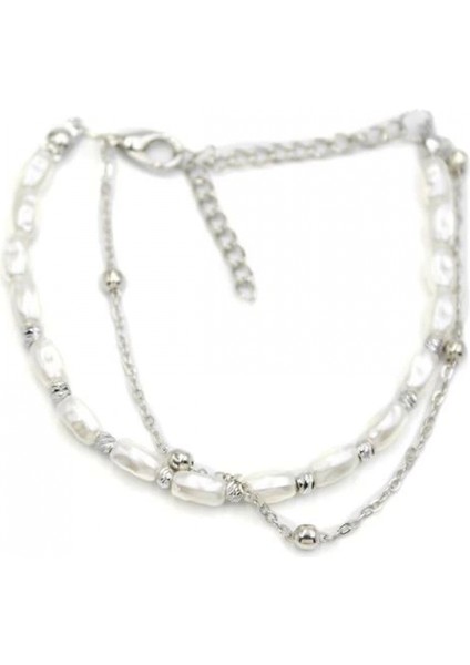 Zincirli Inci Bileklik - Gümüş