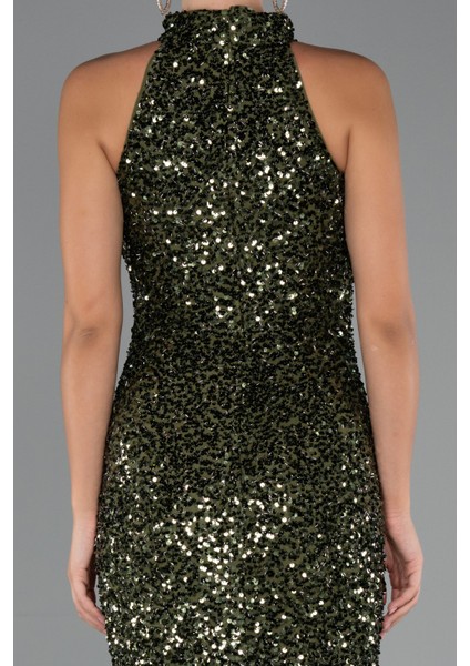 Halter Yaka Midi Pul Payet Abiye Elbise ABU5247 fırsatları