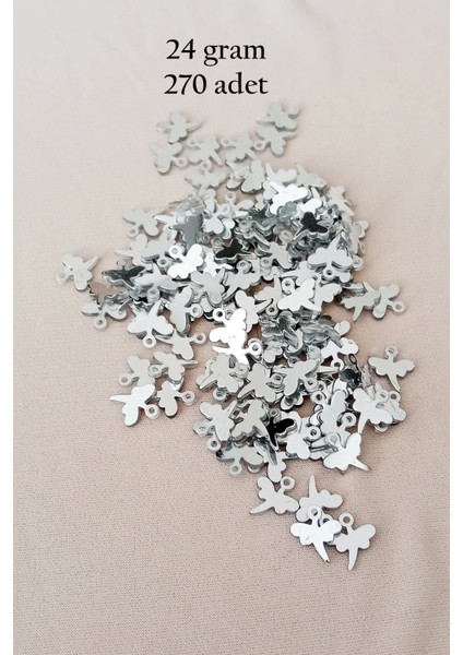 Oya Abiye Bileklik Kolye Pleksi Metalik Plastik Pul Gümüş Renk 24 Gram 270 Adet - BNC563