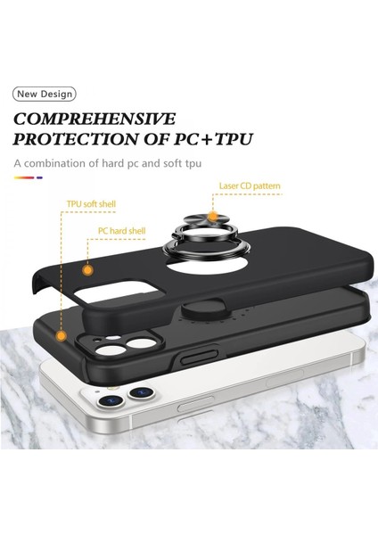 iPhone 12 Kılıf Elit Yüzüklü Kapak - SIYAH-(5796) - BKS6652-3485 fiyatları
