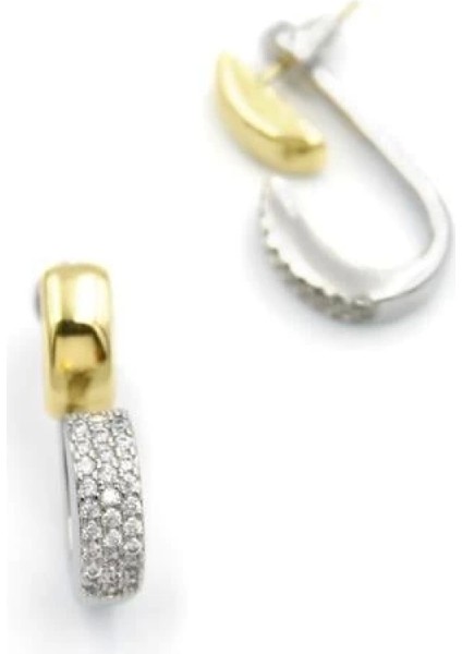 Taşlı Halka Küpe - Altın