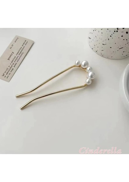 Incili Metal Çubuk Topuz Tokası Gold - Trend Inci Taşlı Saç Topuz Çubuğu fiyatları