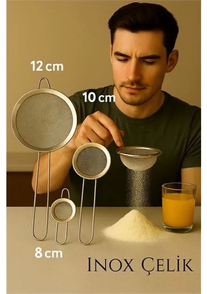 Inox Süzgeç Seti - 3 Boy Çok Amaçlı Süzgeç 304 Çelik Profesyoneller İçin fiyatları