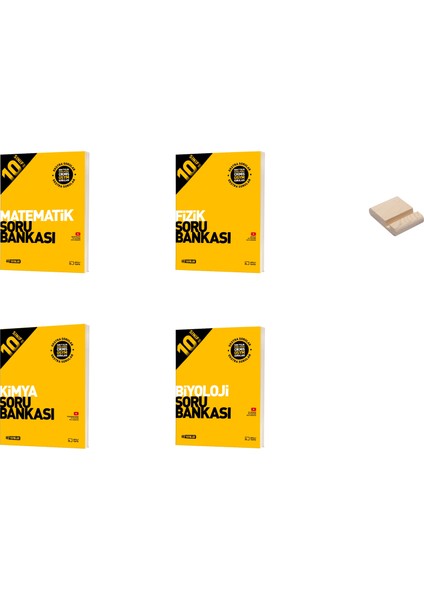 10. Sınıf Matematik Fizik Kimya Biyoloji Soru Bankası 4lü Set + Telefon Standı